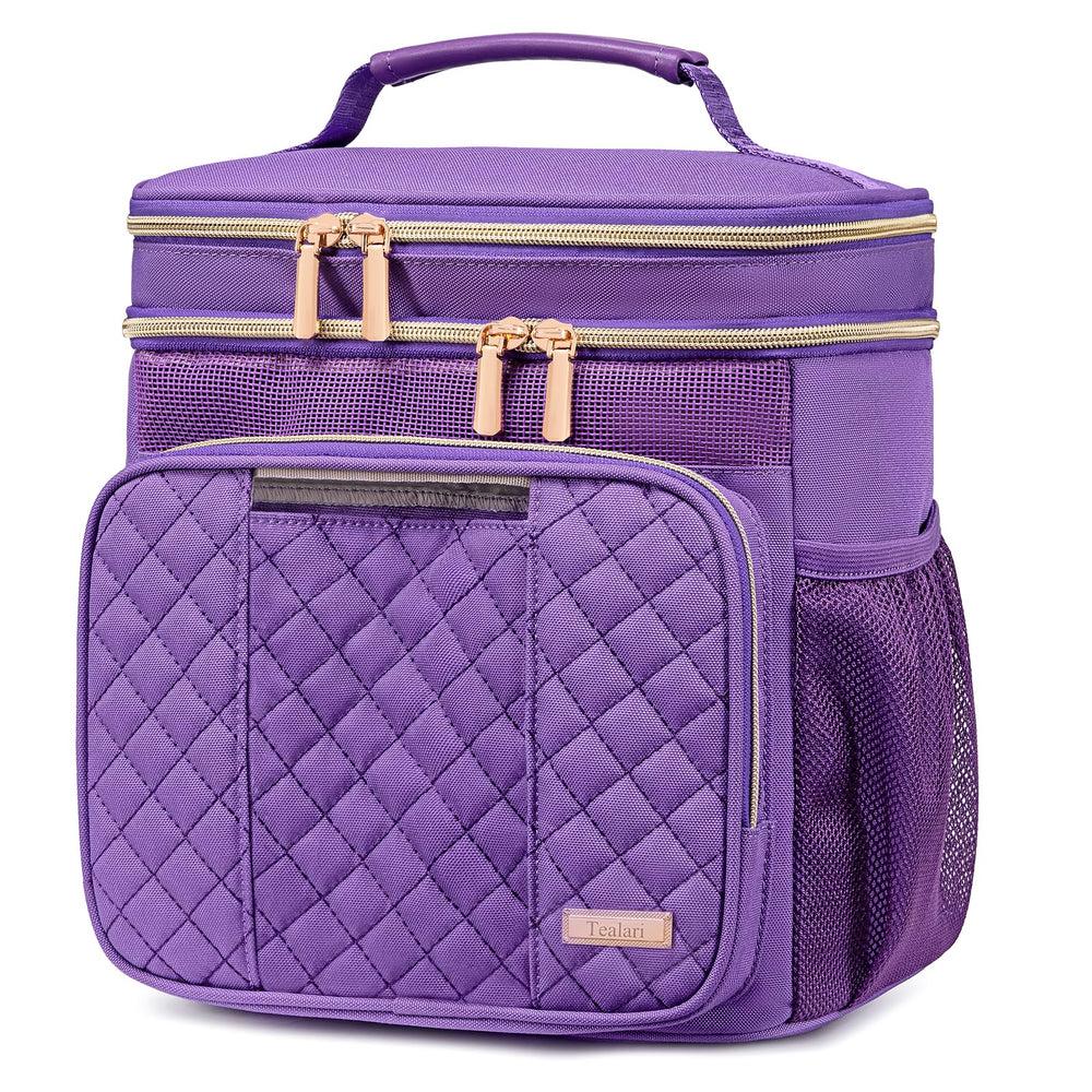 Tealari front view of large toiletry bag showing organized compartments and durable fabric