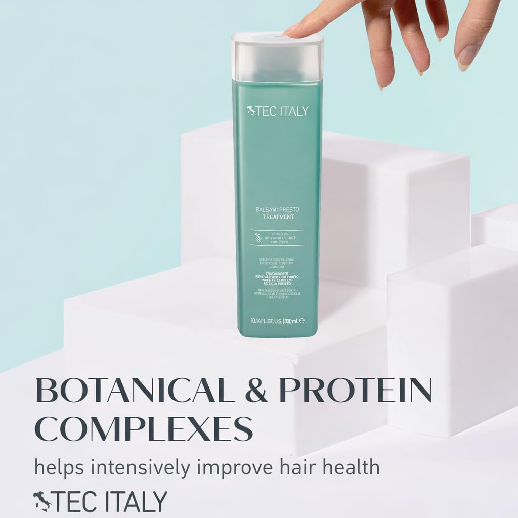 Tec Italy before and after hair comparison showing reduced frizz and added shine benefit