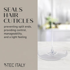 Tec Italy serum texture on palm, demonstrates lightweight non-greasy feel