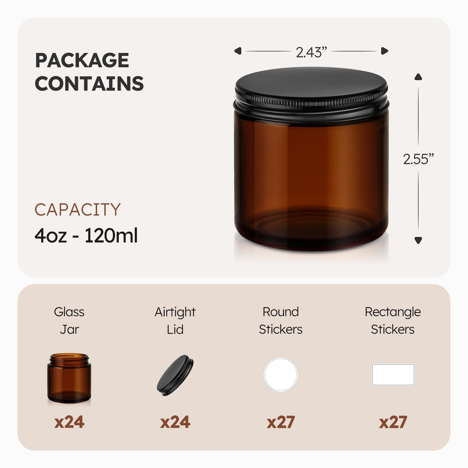 Tecohouse amber glass jar open with cream inside, practical cosmetic storage