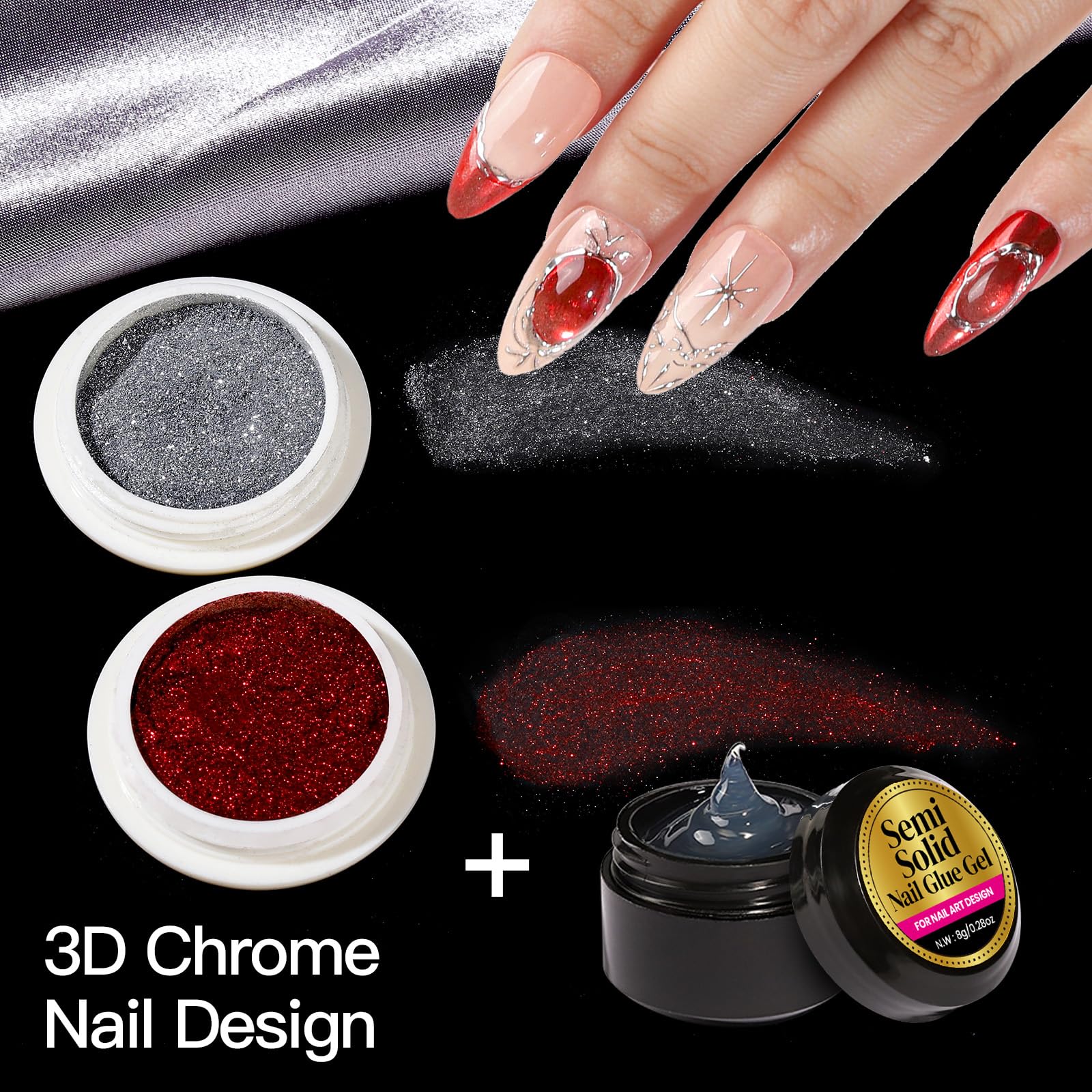 Teenitor semi-solid glue and wax pen shown for secure 3D nail decorations