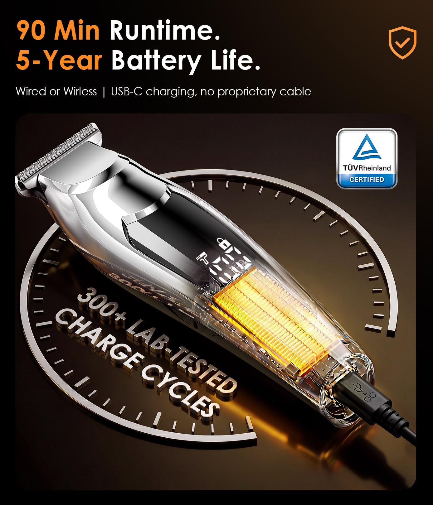 TEKARC LED battery display lit to indicate remaining runtime and charging status