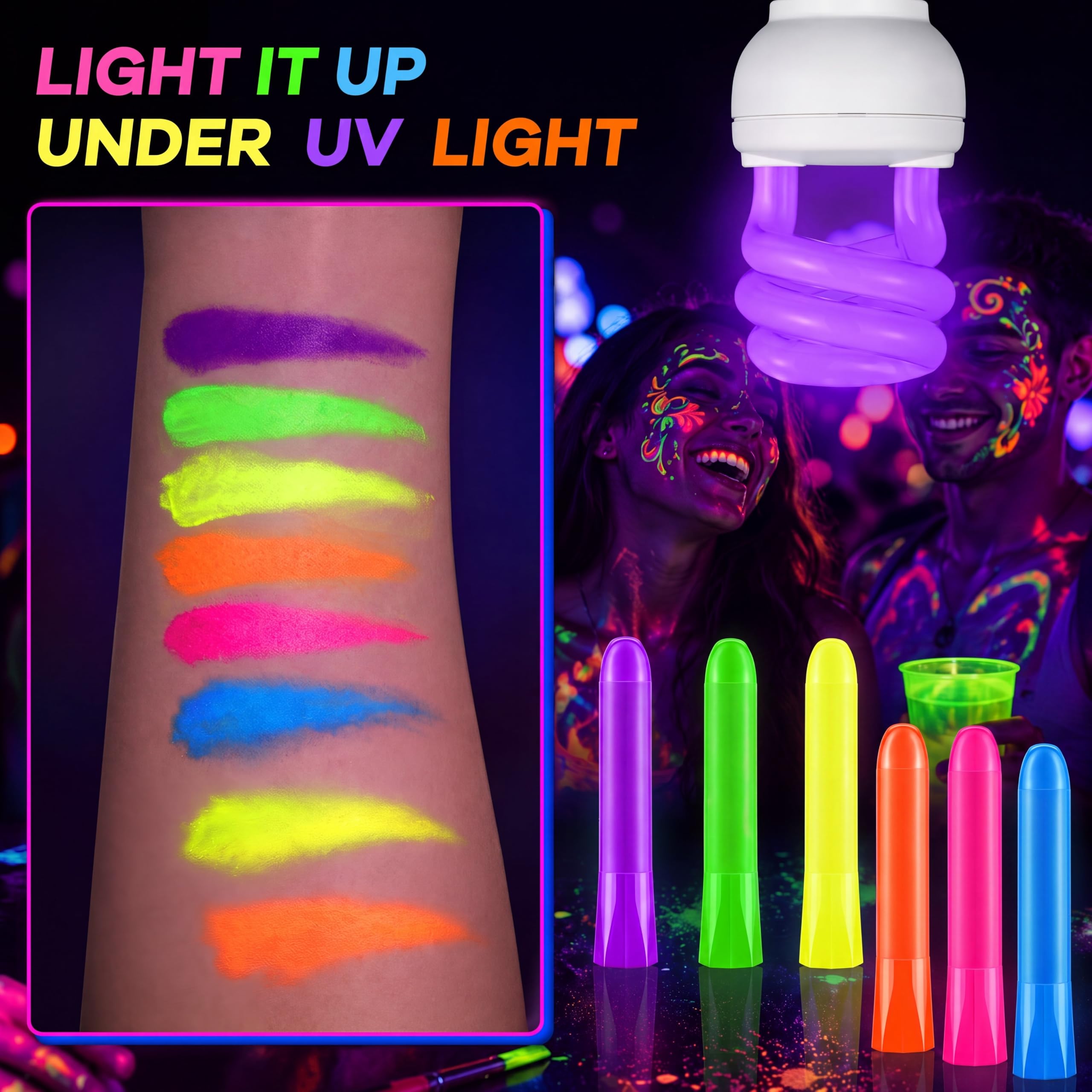 Tenceur neon colors glowing under blacklight for vibrant visibility