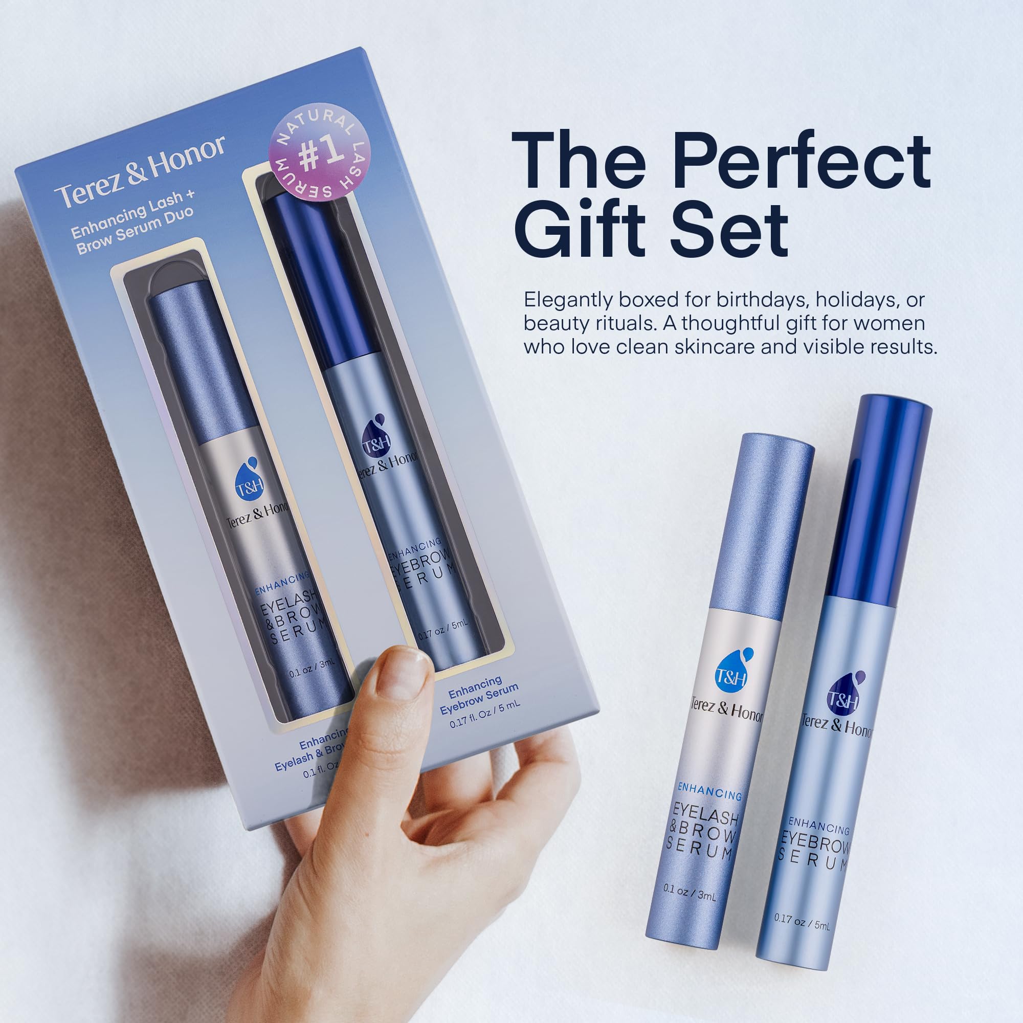 TEREZ & HONOR serum texture drop highlighting lightweight nourishing formula benefit
