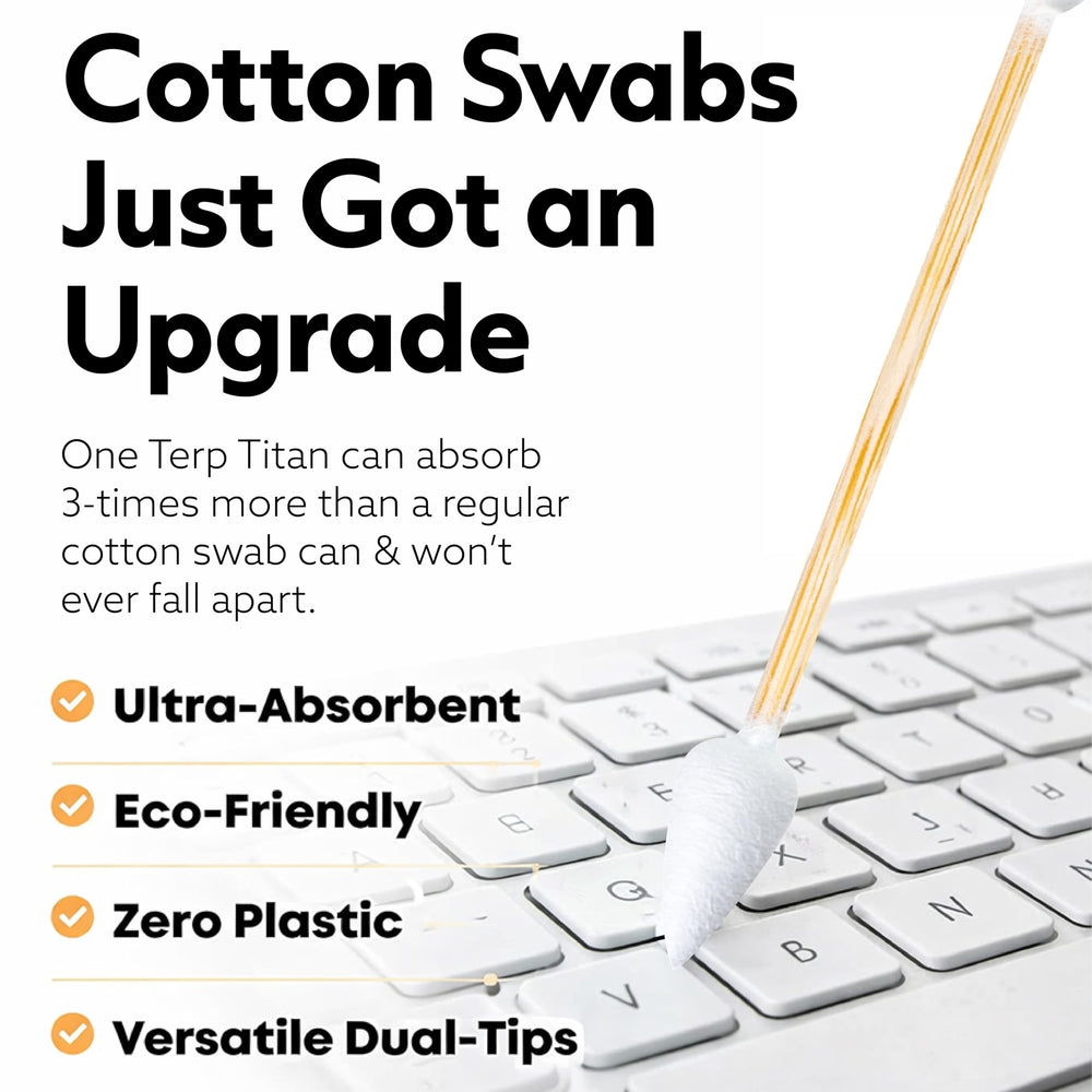 Terp Titans swab gently cleaning glass surface for streak-free results