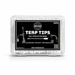 Terporium front packaging showing 200 dual-tip swabs and benefits