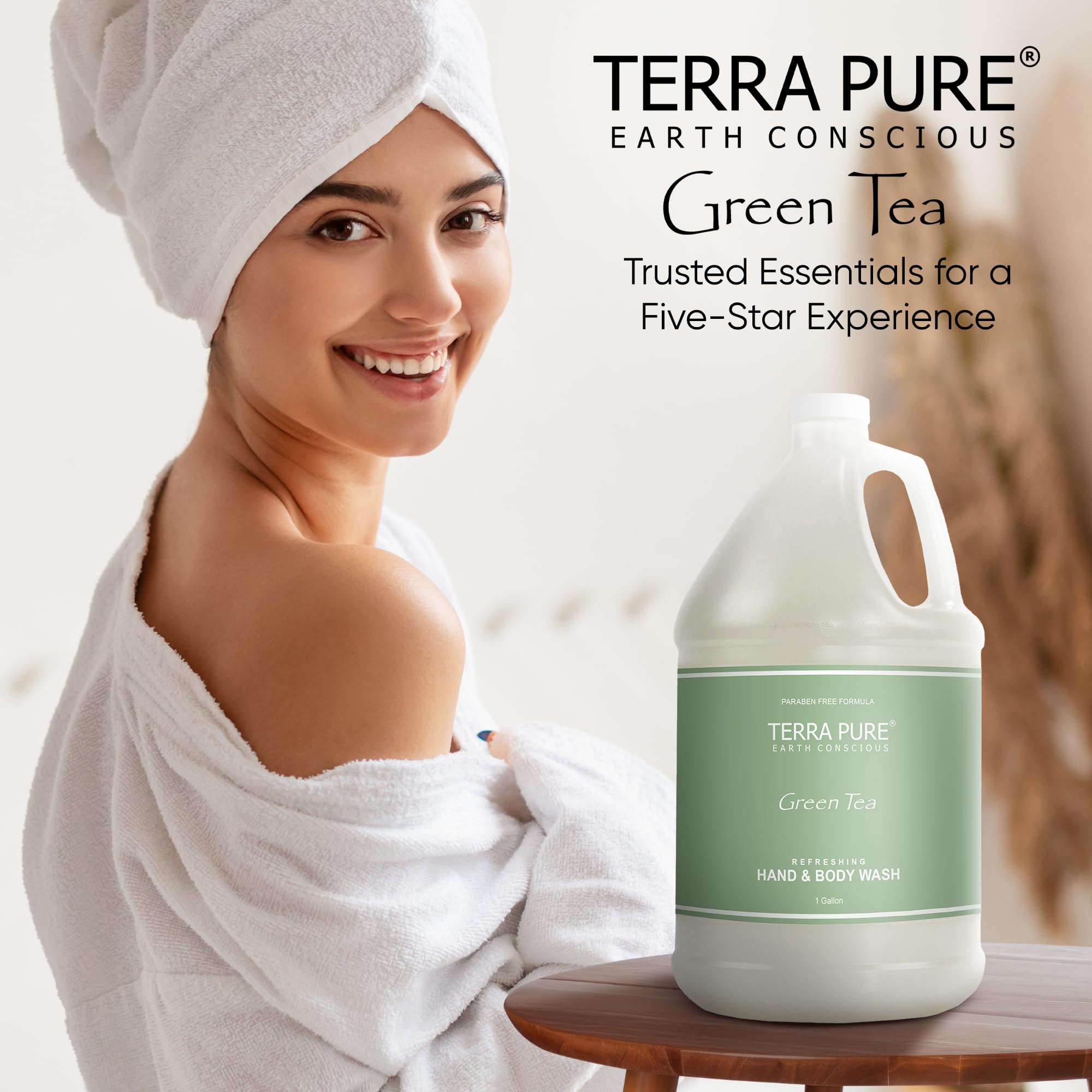 Terra Pure displayed in hotel bathroom to enhance guest comfort and presentation