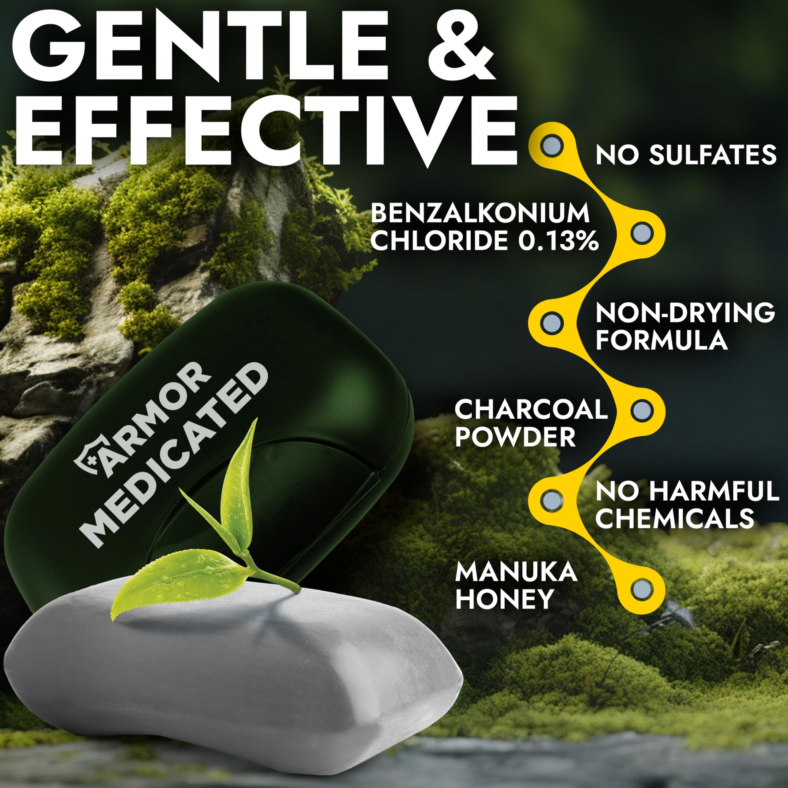 Terramed ingredient label showing manuka honey and charcoal for purifying benefits