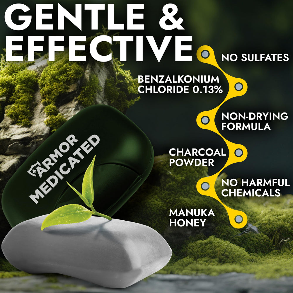 Terramed ingredient label showing manuka honey and charcoal for purifying benefits