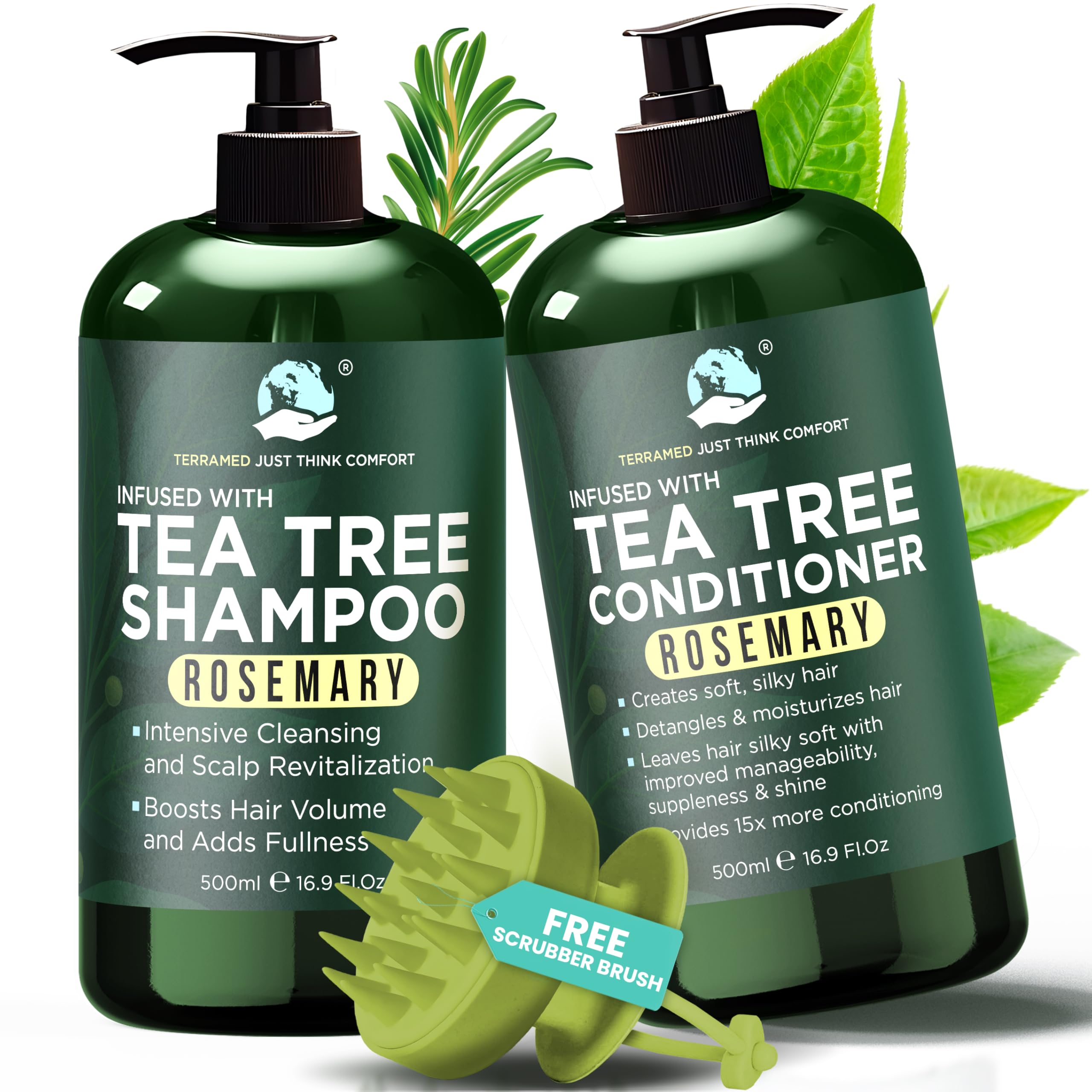 Terramed Just Think Comfort front packaging showing bottles and brush for clear identification and trust