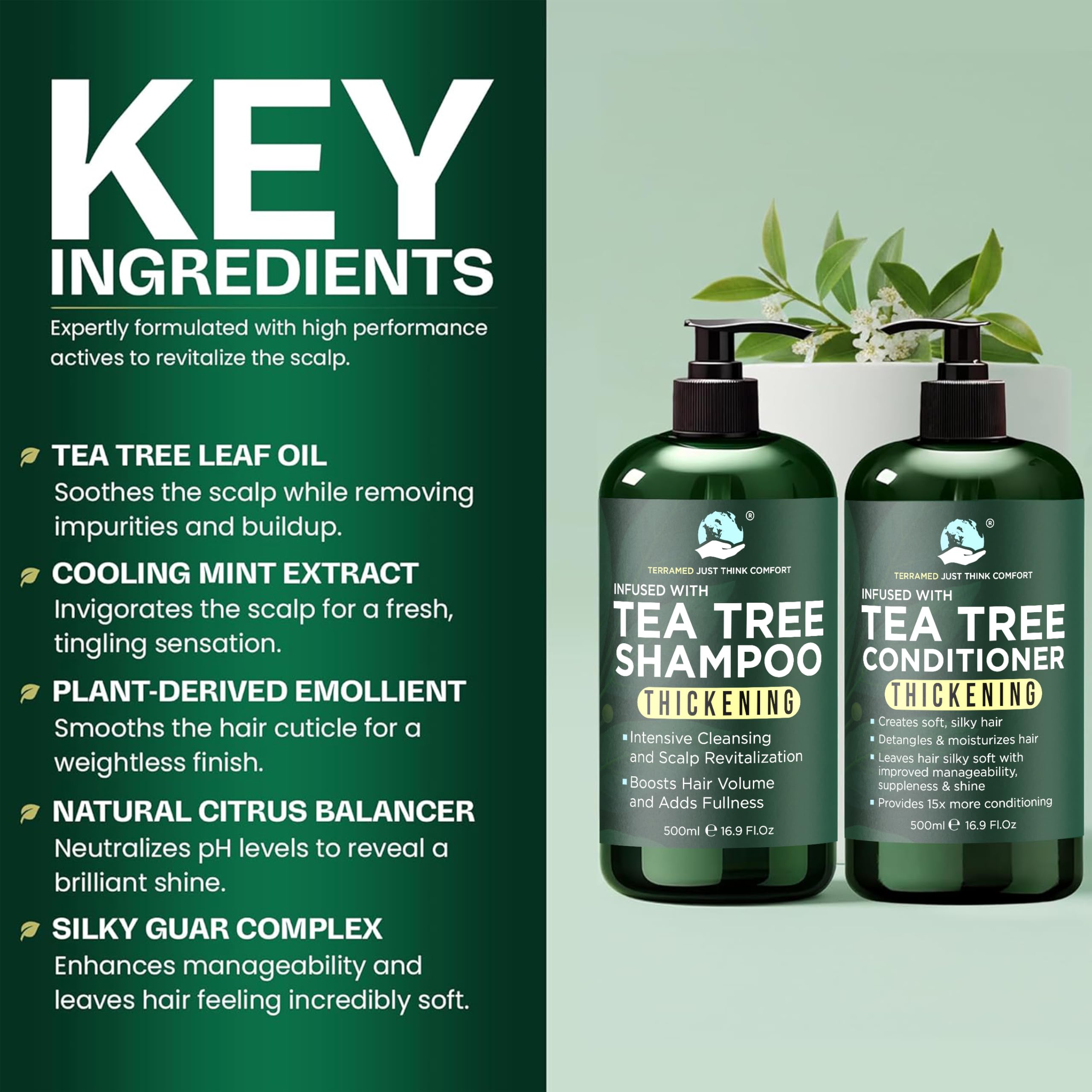 Terramed Just Think Comfort being applied to wet hair demonstrating scalp cleansing
