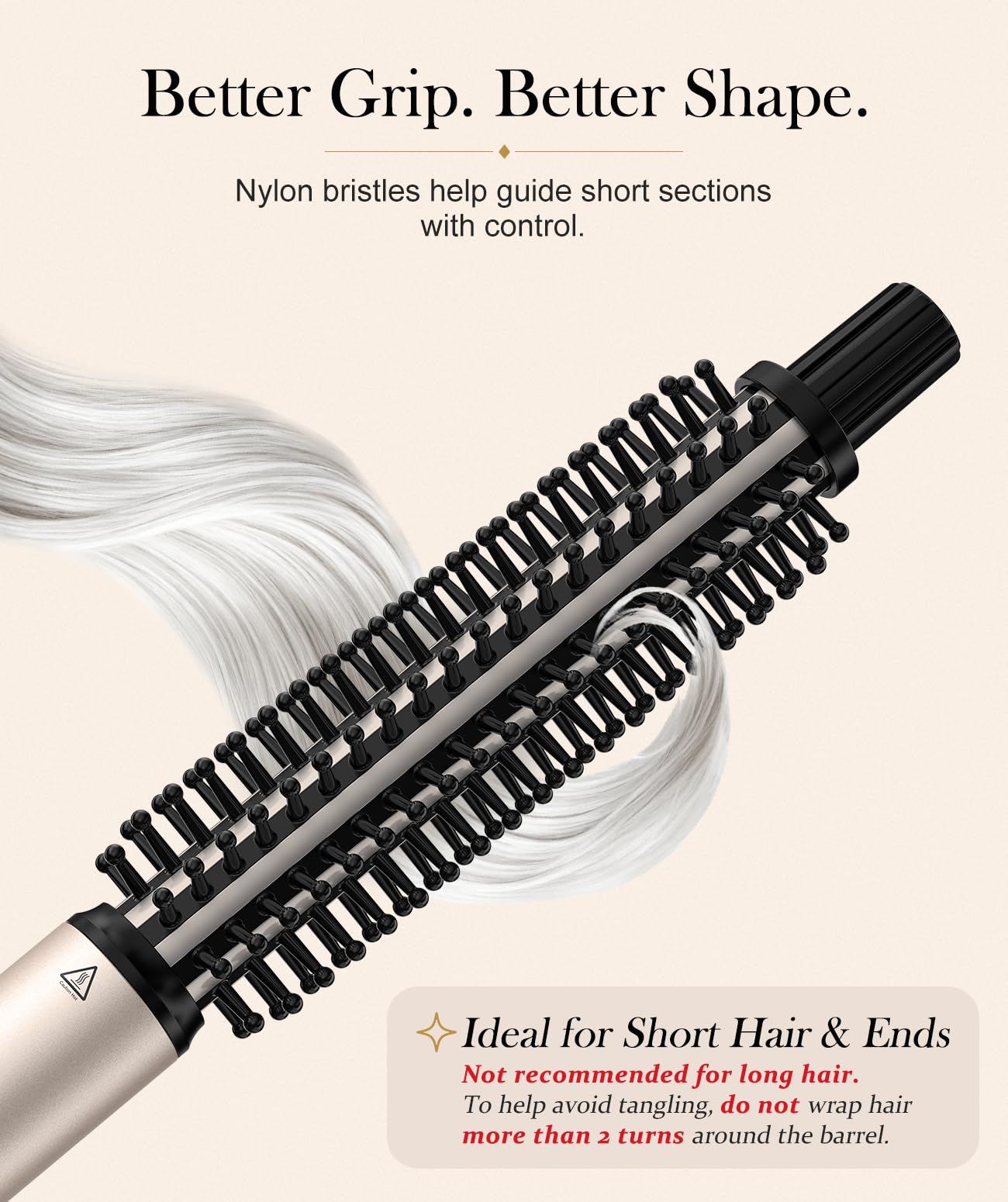 Terviiix ceramic barrel close-up revealing smooth tourmaline surface for even heat