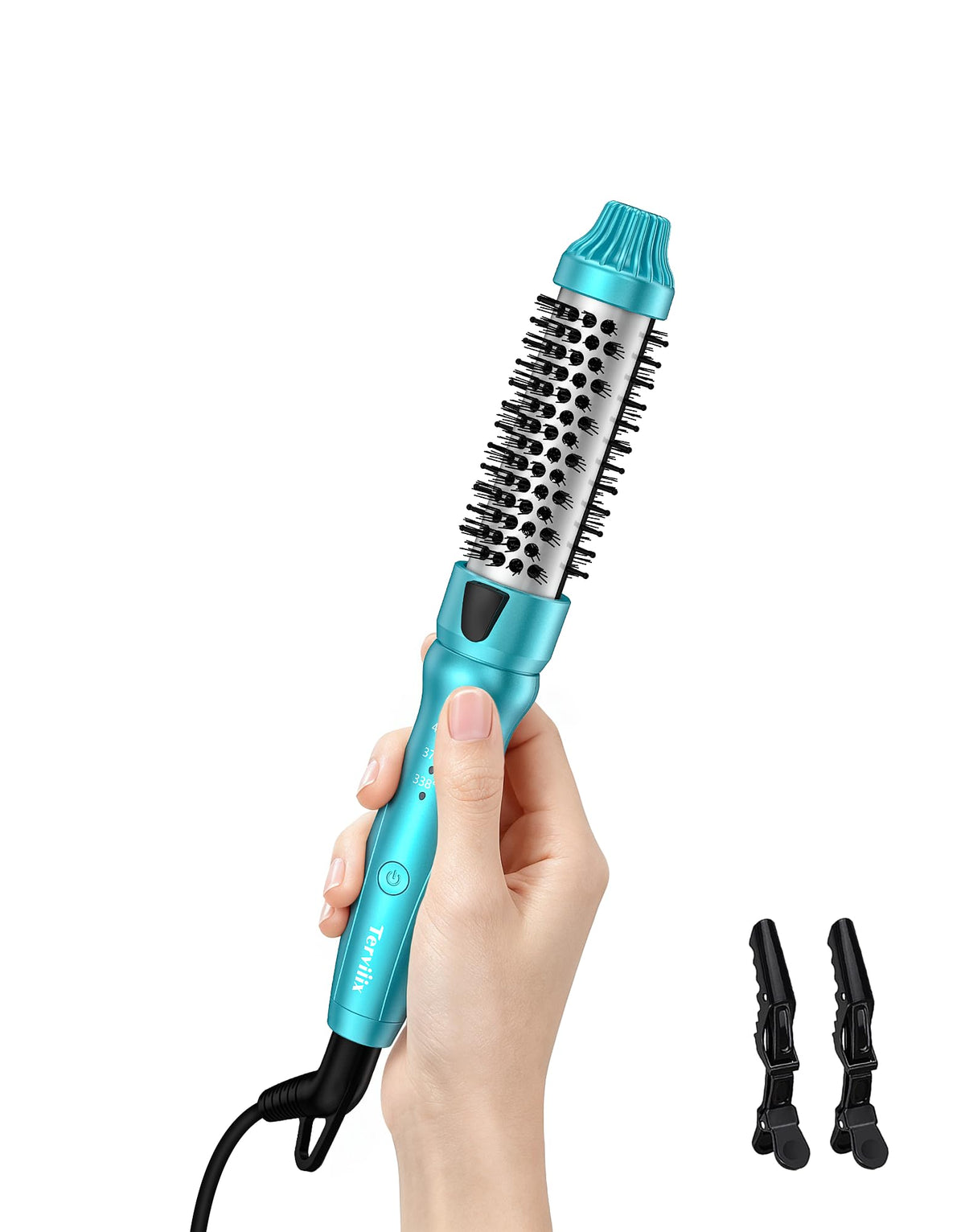 Terviiix front view of MINI thermal brush showing compact design and easy grip benefit