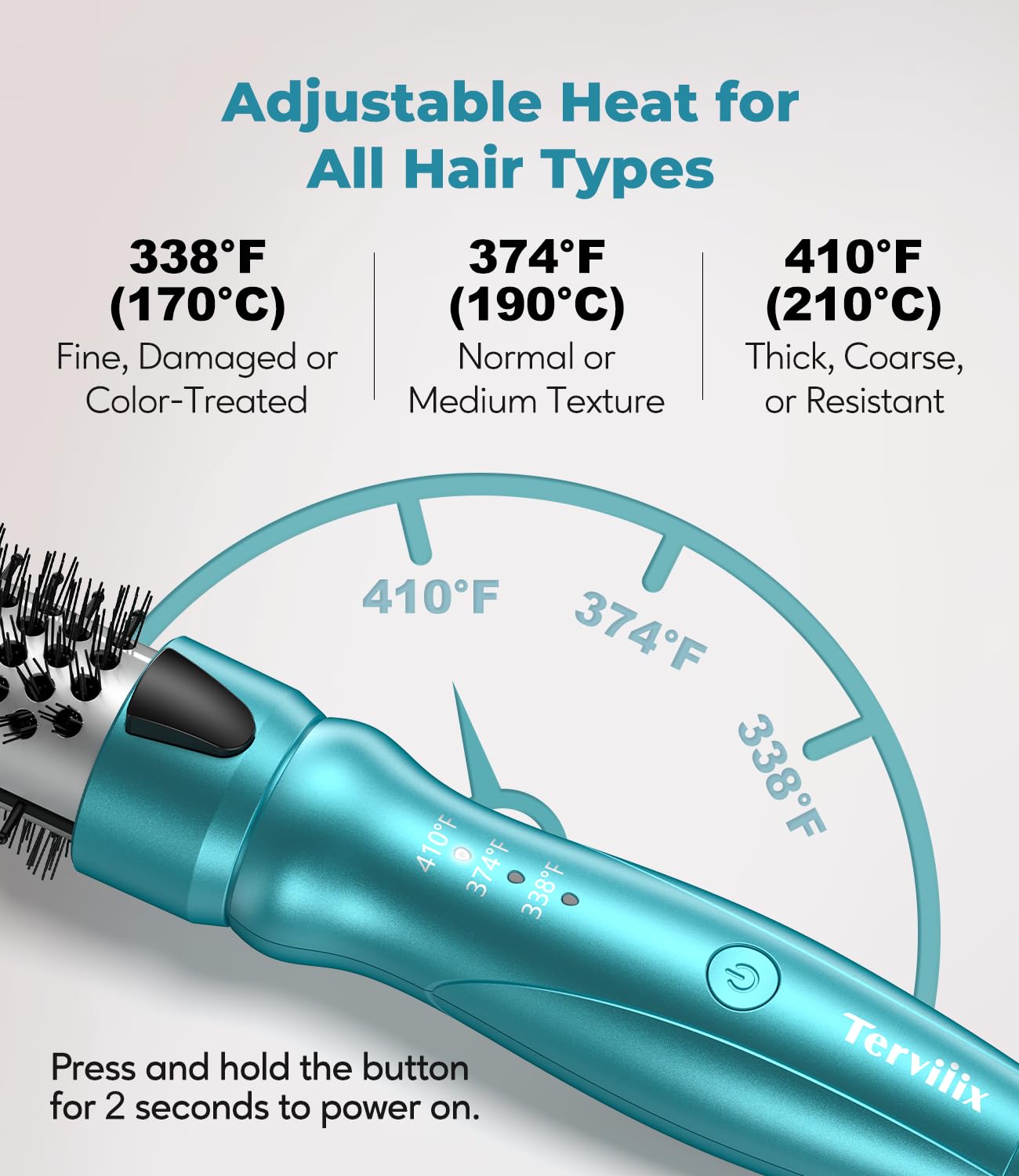 Terviiix handheld in use on short hair creating defined curls quickly and efficiently
