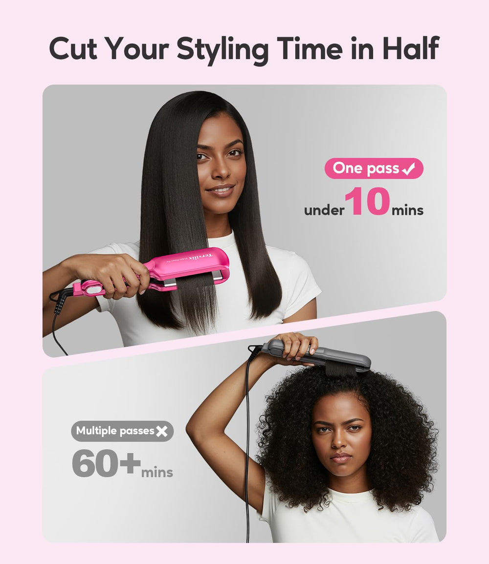 Terviiix straightener smoothing thick natural hair quickly with fewer passes