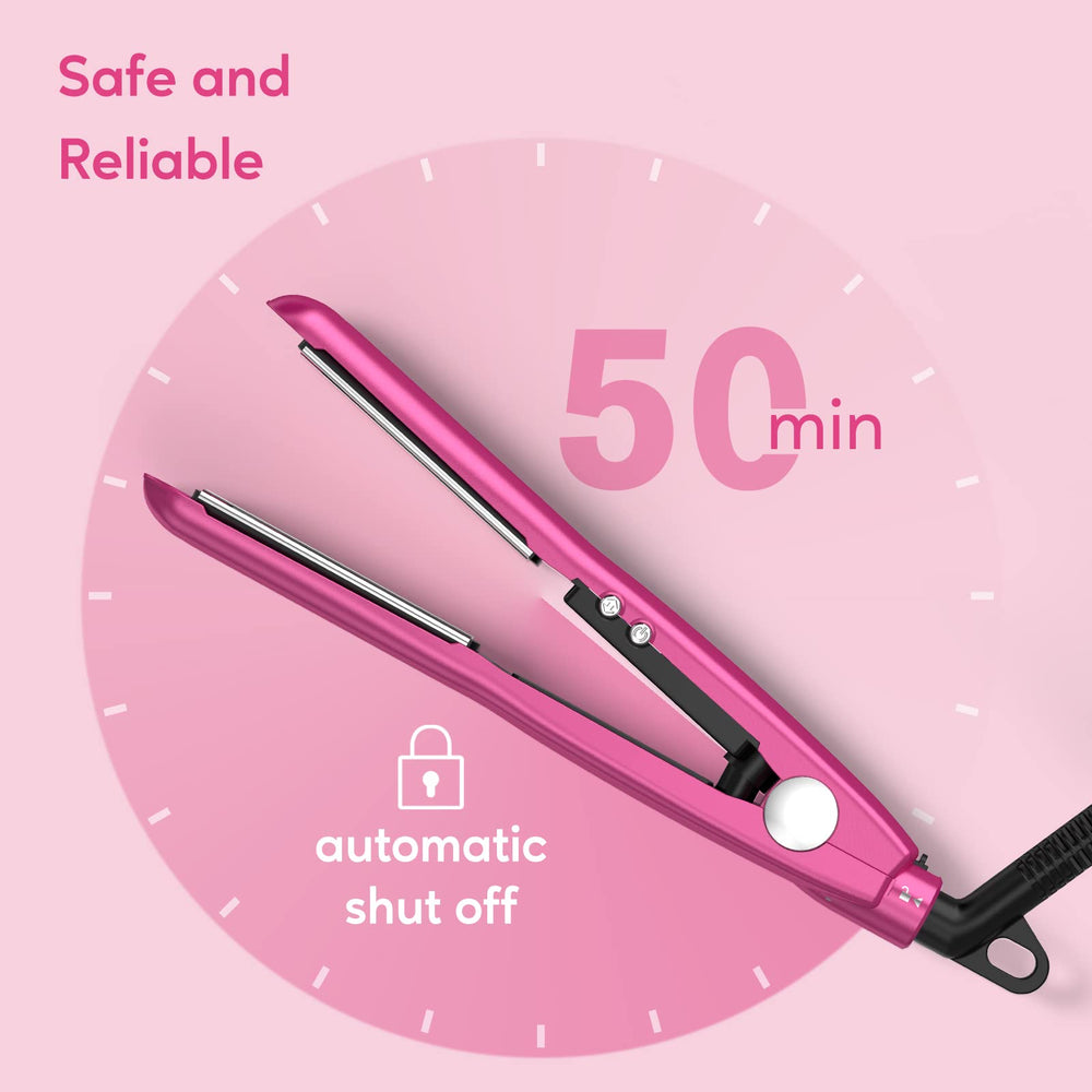 Terviiix mini flat iron packed in travel bag highlighting dual-voltage benefit for travel