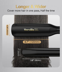 Terviiix straightener in use on thick hair for faster one-pass results