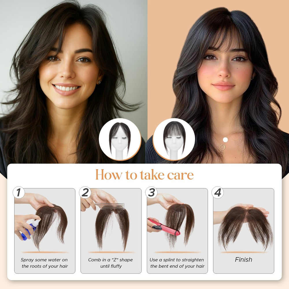 TESSHAIR bangs clipped in during styling showing quick transformation benefit