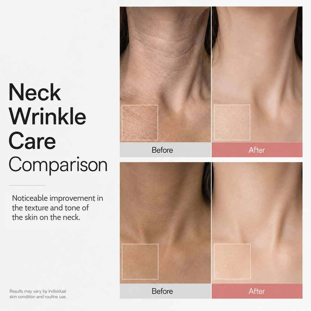 Tetea products applied to neck during morning routine for visible smoothing