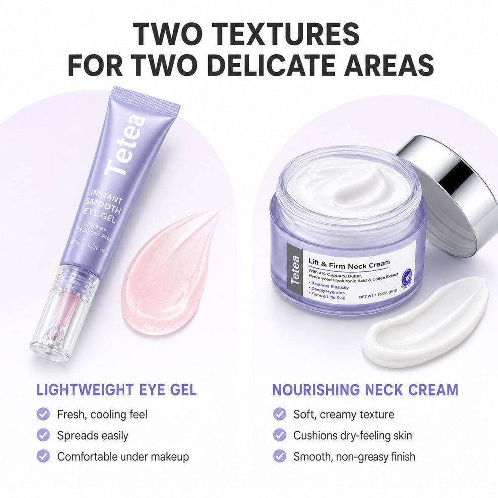 Tetea under eye gel clear texture close-up offering cooling, lightweight absorption