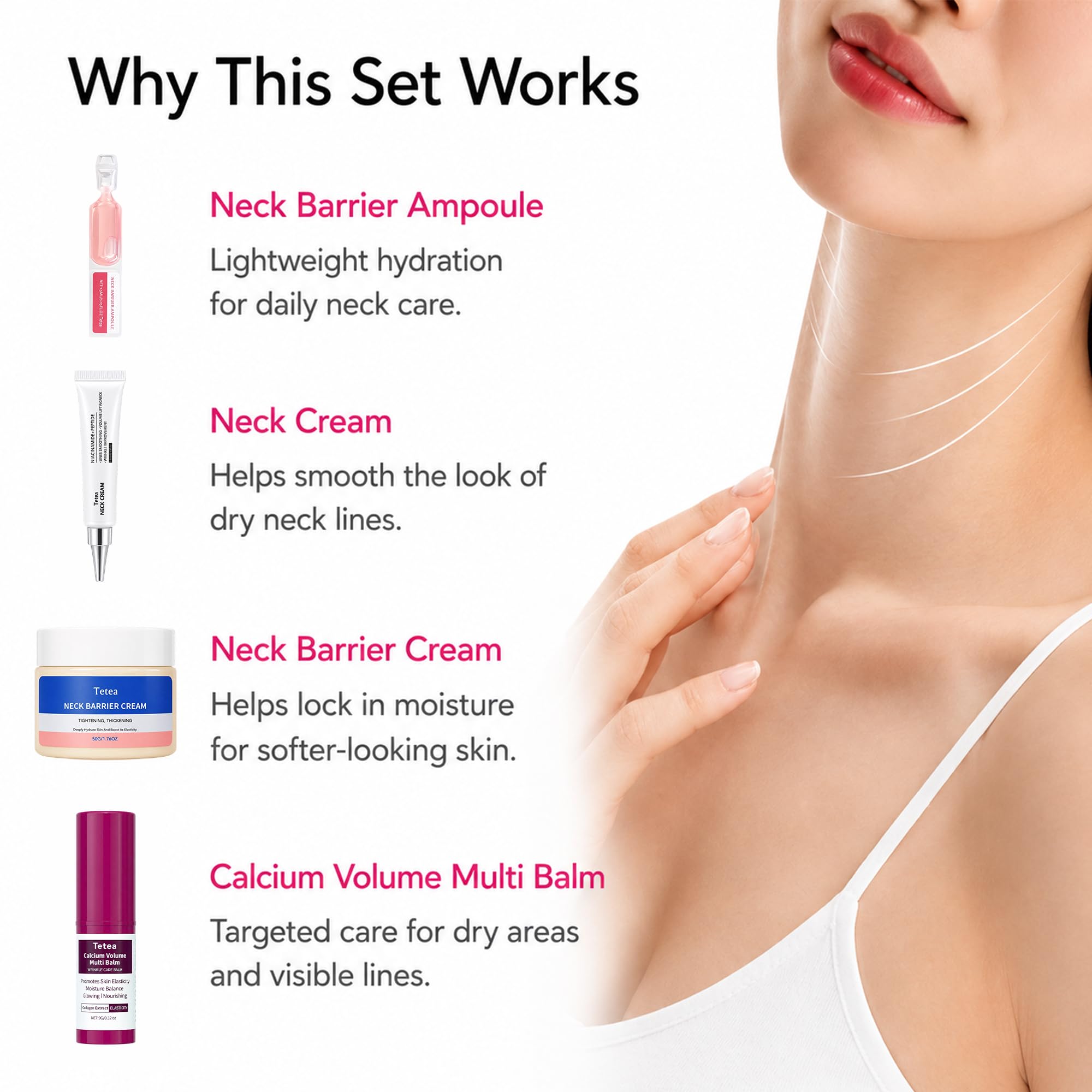 Tetea neck cream jar open showing creamy texture for smoothing lines