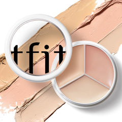 TFIT palette open displaying three cool-toned concealer shades for precise correction