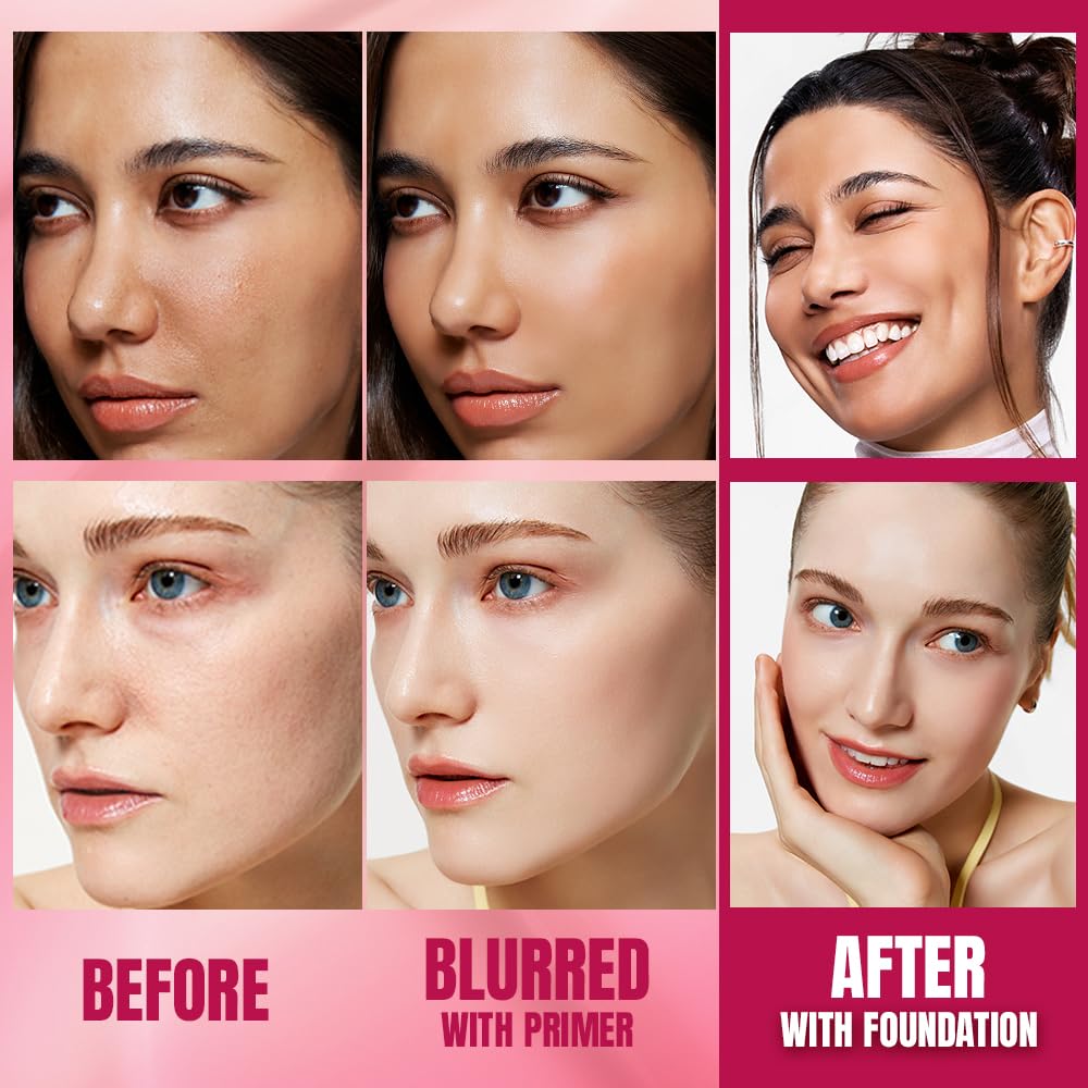 TFIT peach-tinted primer texture close-up highlighting silky spreadability benefit