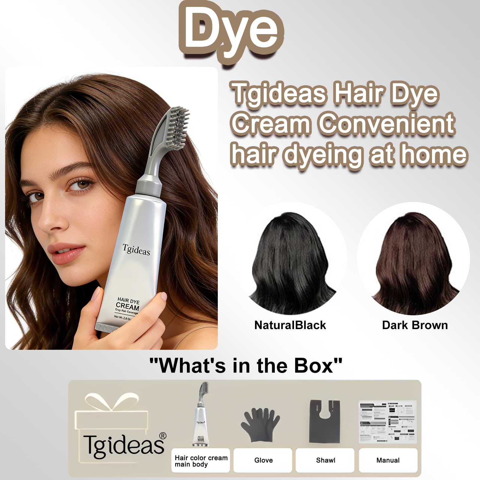 Tgideas before and after Dark Brown result showing blended grays and natural finish