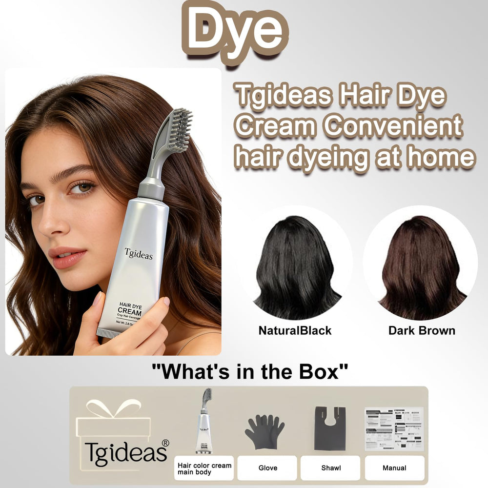Tgideas before and after Dark Brown result showing blended grays and natural finish