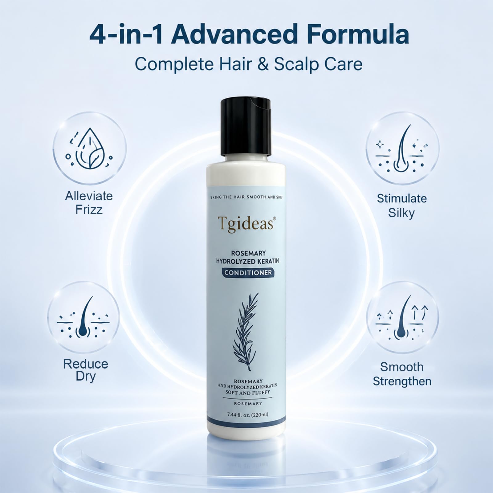 Tgideas bottle with rosemary sprig highlighting botanical infusion benefit