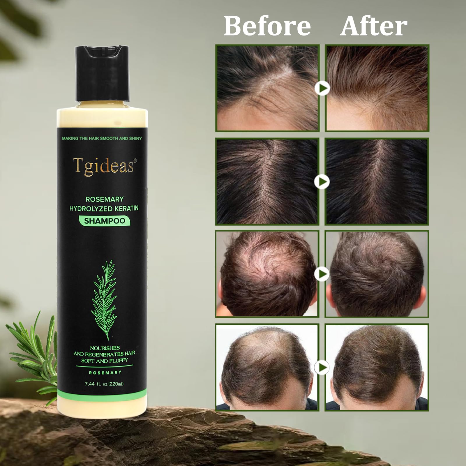 Tgideas shampoo texture on pump illustrating lightweight, nourishing formula