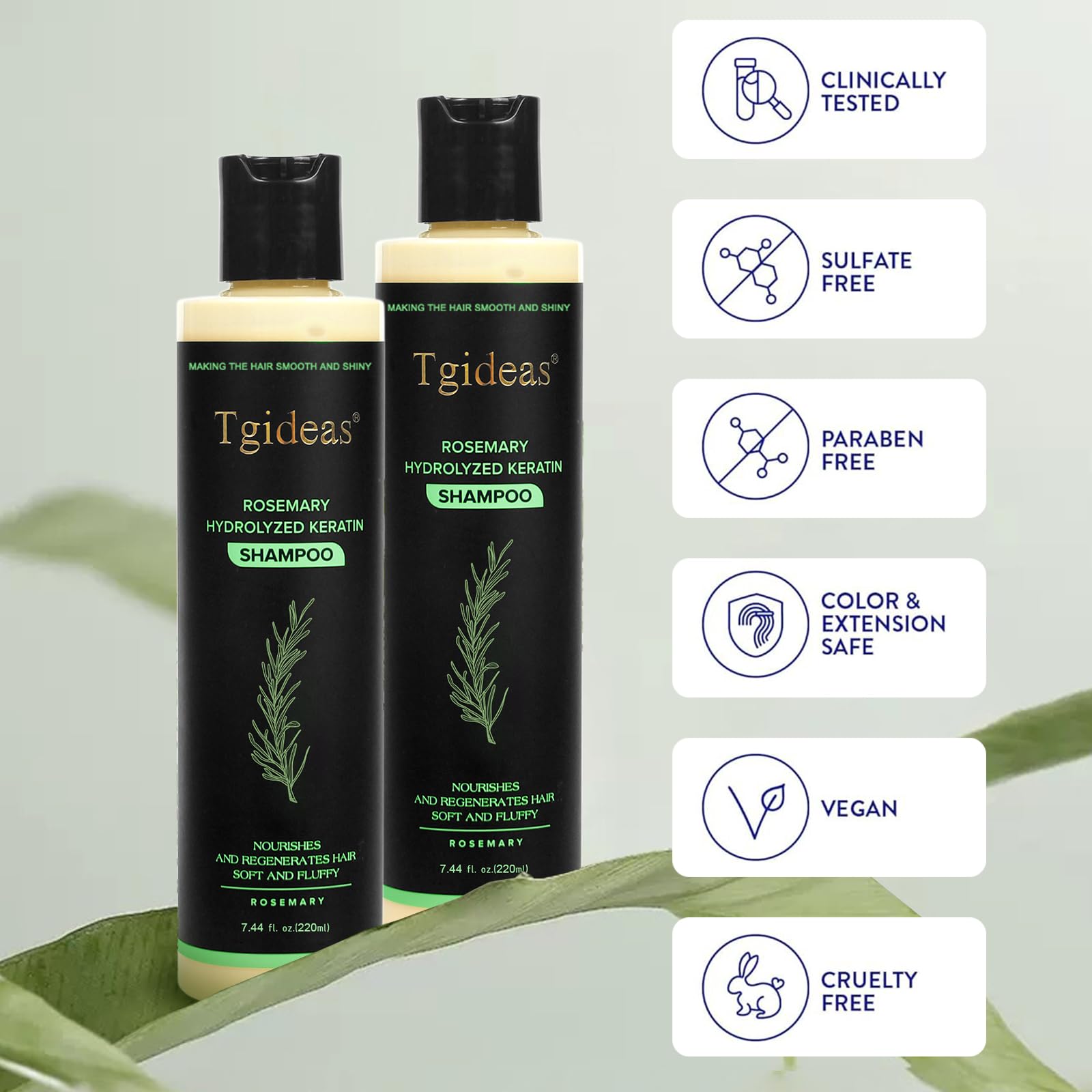 Tgideas shampoo being poured to show lightweight, non-greasy formula