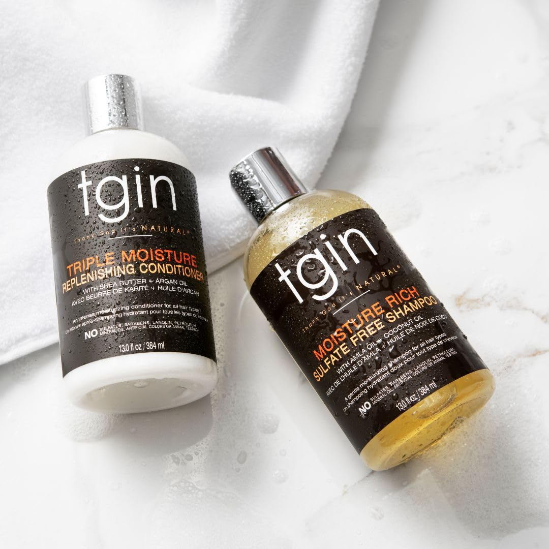 tgin conditioner cream closeup illustrating rich shea and oil blend for softness