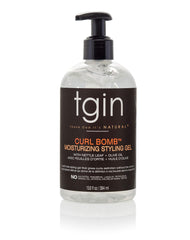 tgin Curl Bomb before and after curls showing reduced frizz and definition