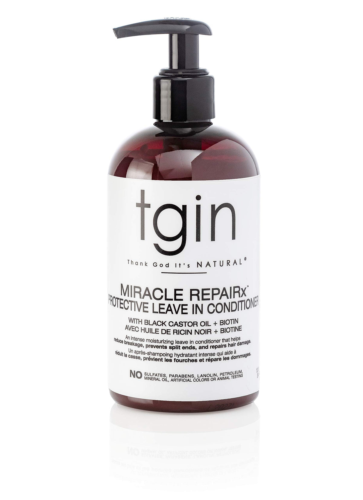 tgin bottle front label showing product name and size, highlights clean ingredients