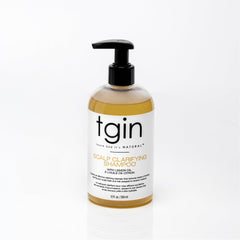 tgin scalp clarifying shampoo front bottle showing clean packaging and benefits