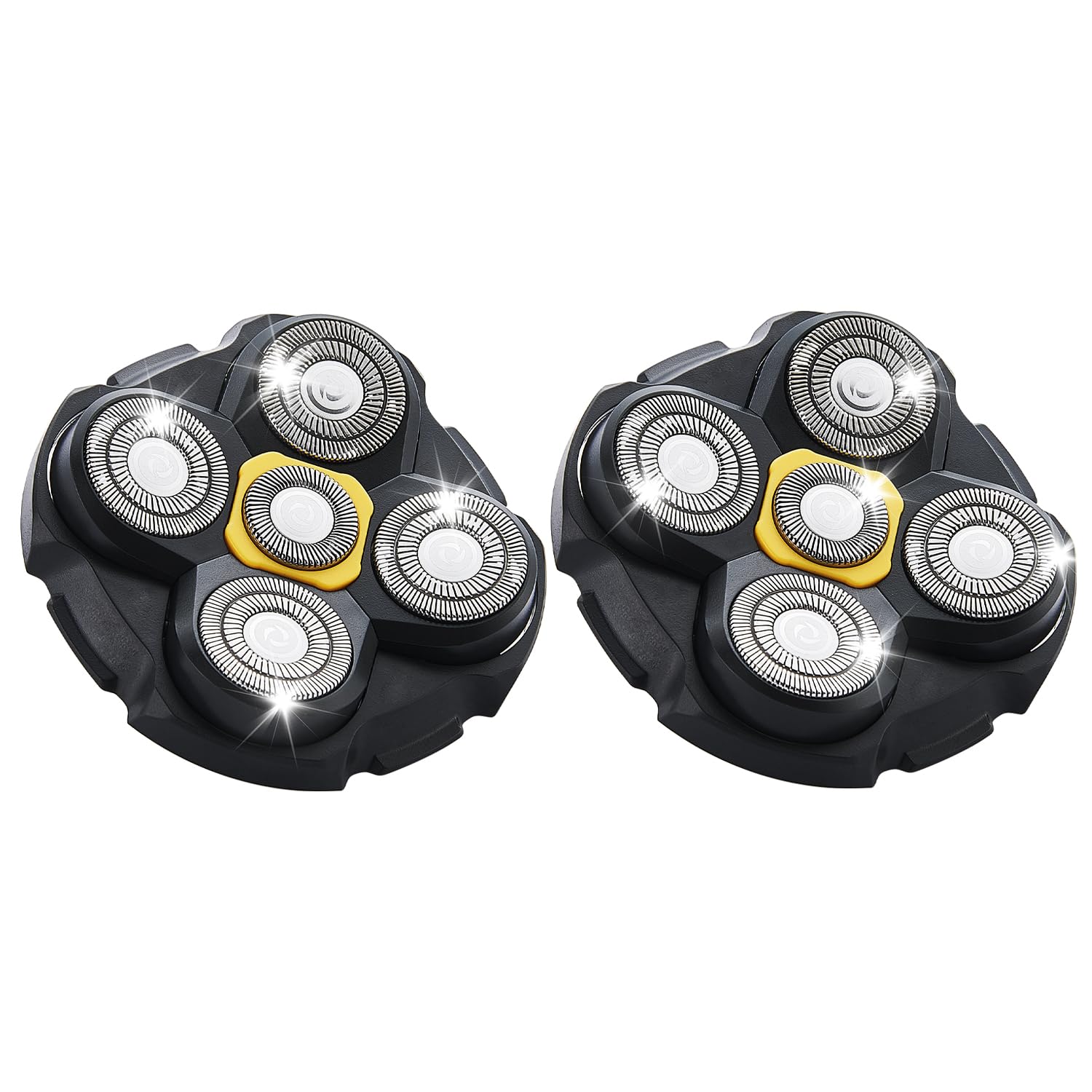 TGSBHIO replacement head front view showing five floating blades and quick benefit