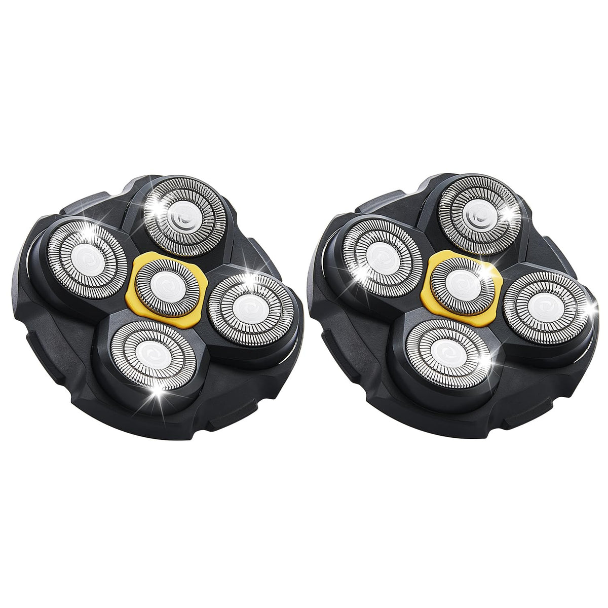 TGSBHIO replacement head front view showing five floating blades and quick benefit