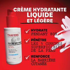 THAYERS pump dispenser detail highlighting easy, controlled hydration benefit