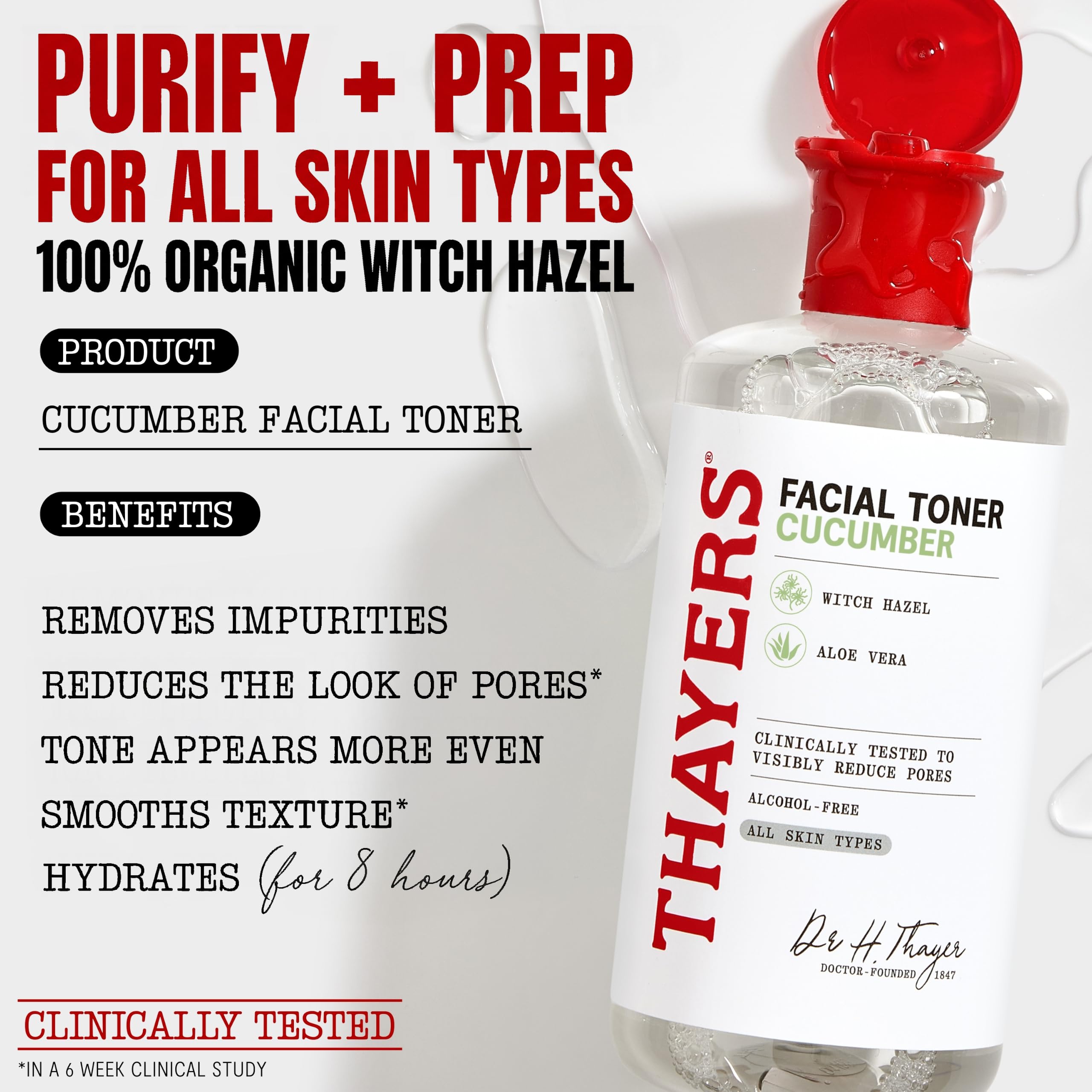 Thayers bottle beside aloe leaf showing soothing aloe vera benefit