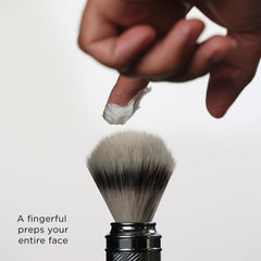 The Art of Shaving texture of shaving cream on hand showing creamy consistency and easy spreadability