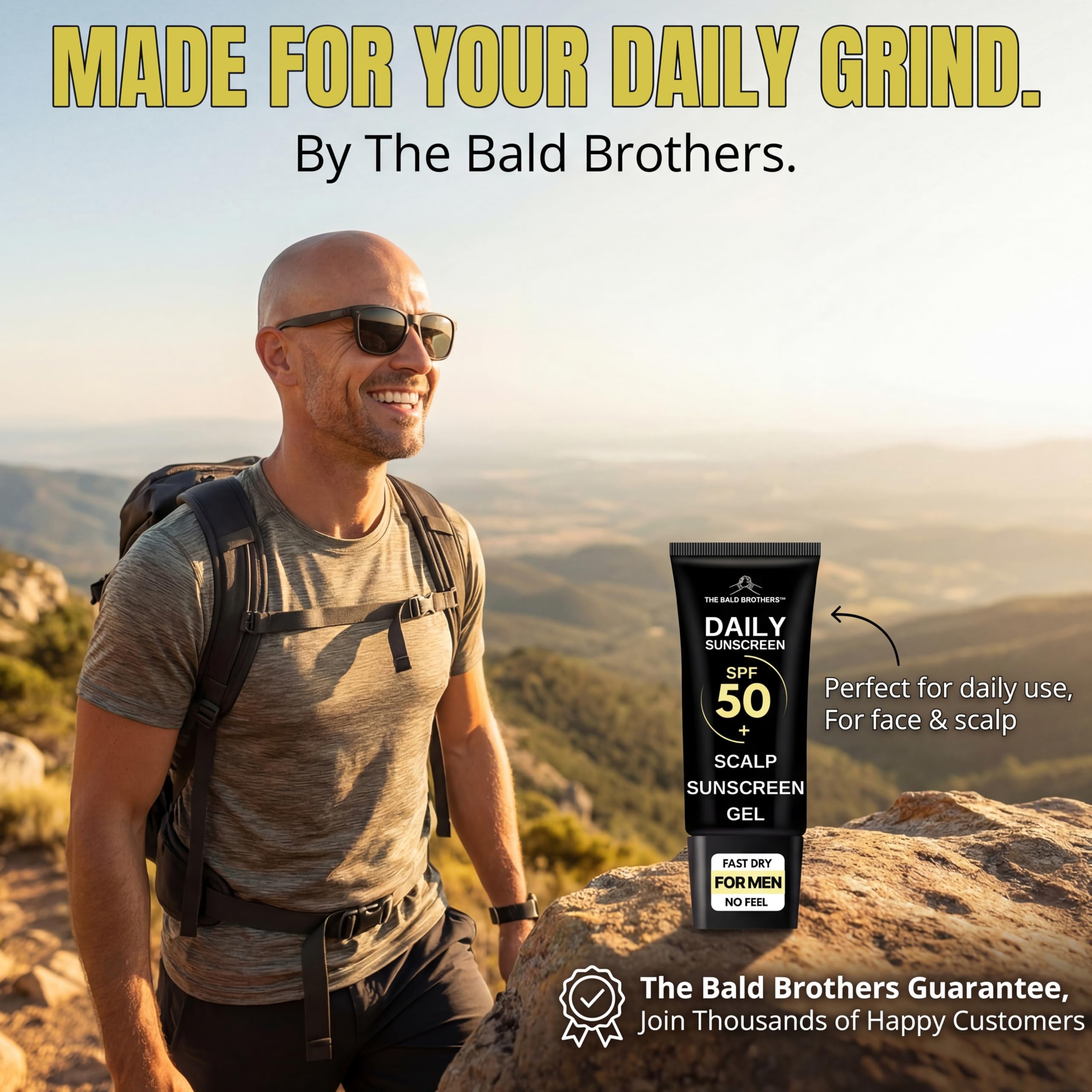 The Bald Brothers applied under a cap showing comfortable, non-sticky wear