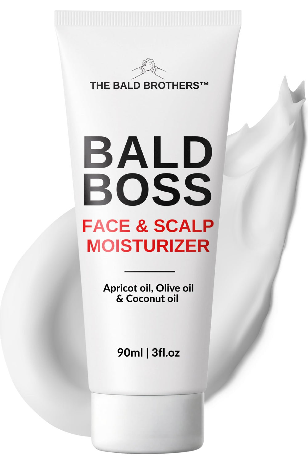 The Bald Brothers front packaging shows label and compact 3 fl oz size, easy storage benefit