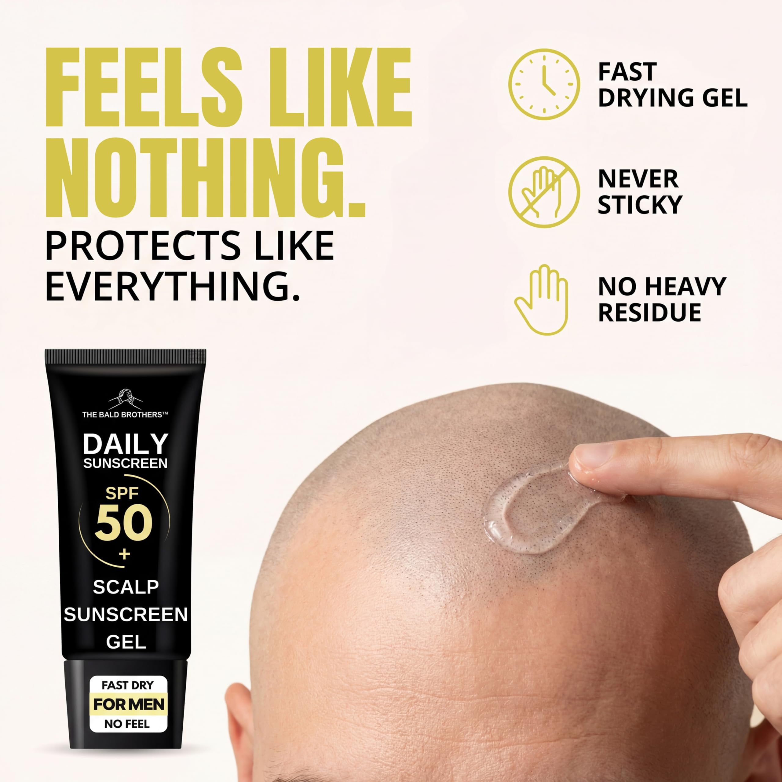 The Bald Brothers gel texture close-up illustrating fast-dry, non-greasy feel