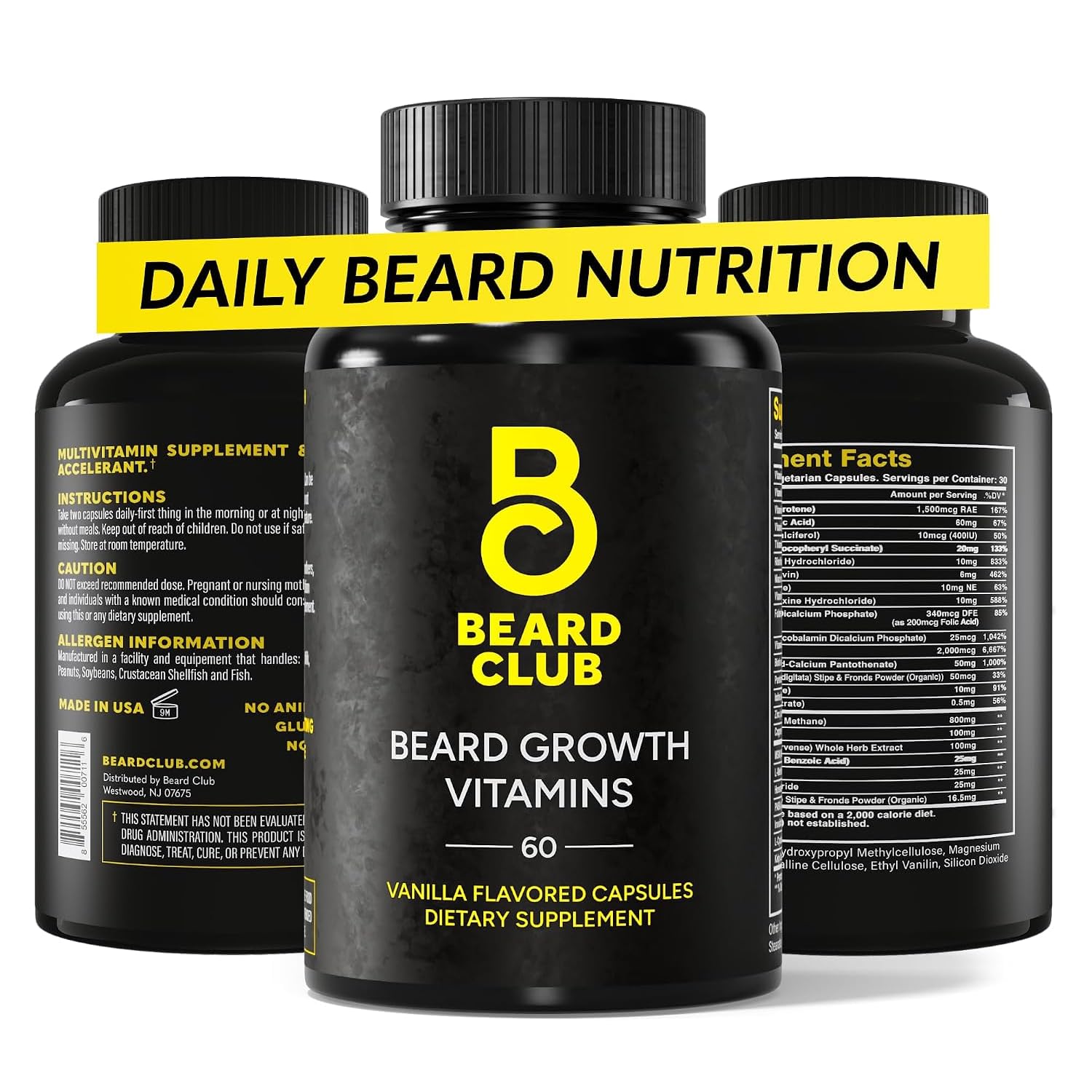 The Beard Club bottle beside daily routine items for convenient use