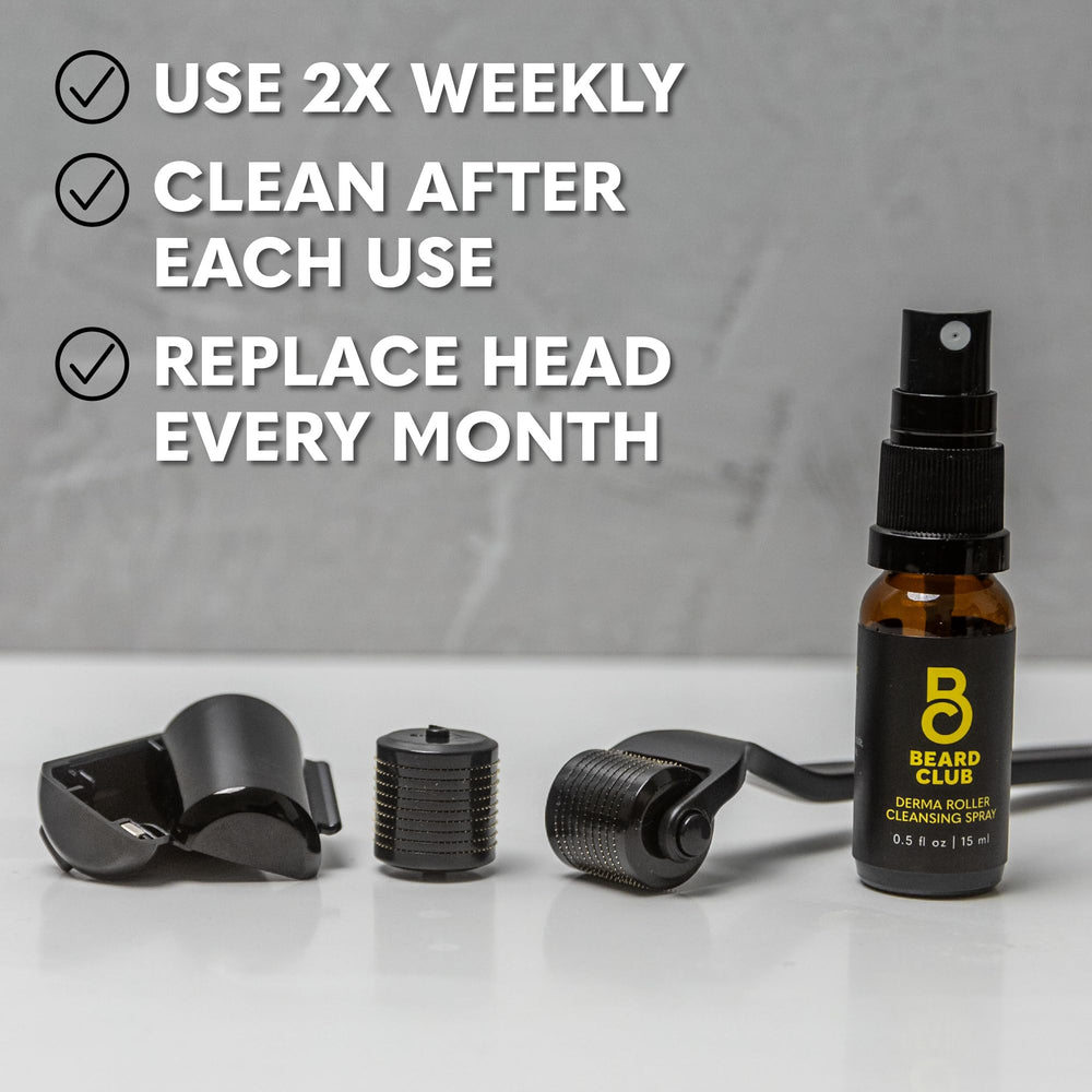 Box contents of The Beard Club roller including roller, case and protective packaging