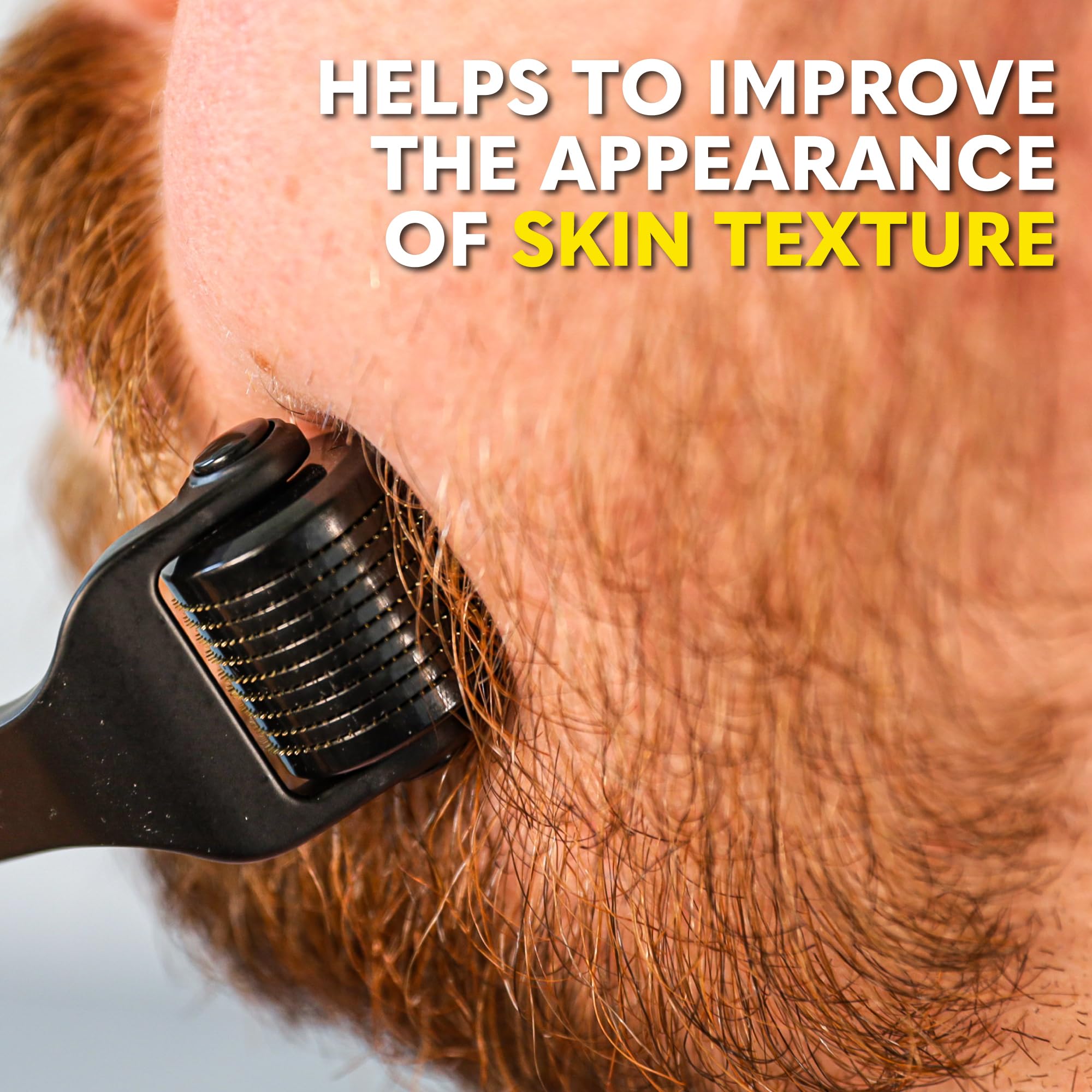 Demonstration of The Beard Club roller used on scalp for targeted product absorption