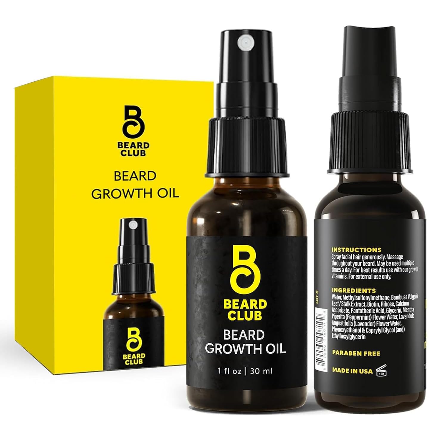 The Beard Club front bottle view showing clean packaging and natural look benefit
