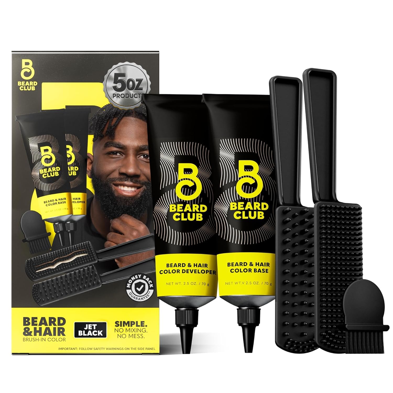 The Beard Club front box showing Jet Black kit and benefits