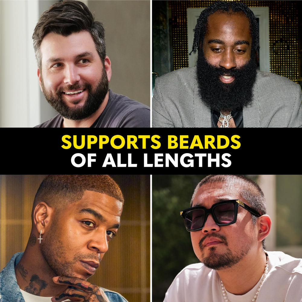 The Beard Club texture shown on fingertip illustrating lightweight, non-greasy benefit